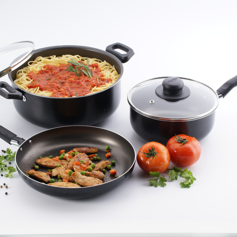 UNIVERSAL NONSTICK SAUCE PAN 6.2¨+GLASS LID – CACEROLA CON ANTIADHERENTE 16  CM+TAPA DE VIDRIO L52304 – Universal Home